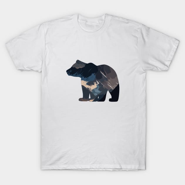 Bear Silhouette with Mountain View T-Shirt by Hunters